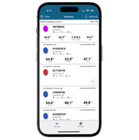 Thumbnail for Screenshot of app showing different sensors listed reporting different metrics such as temperature, humidity, barometric pressure and dew point.